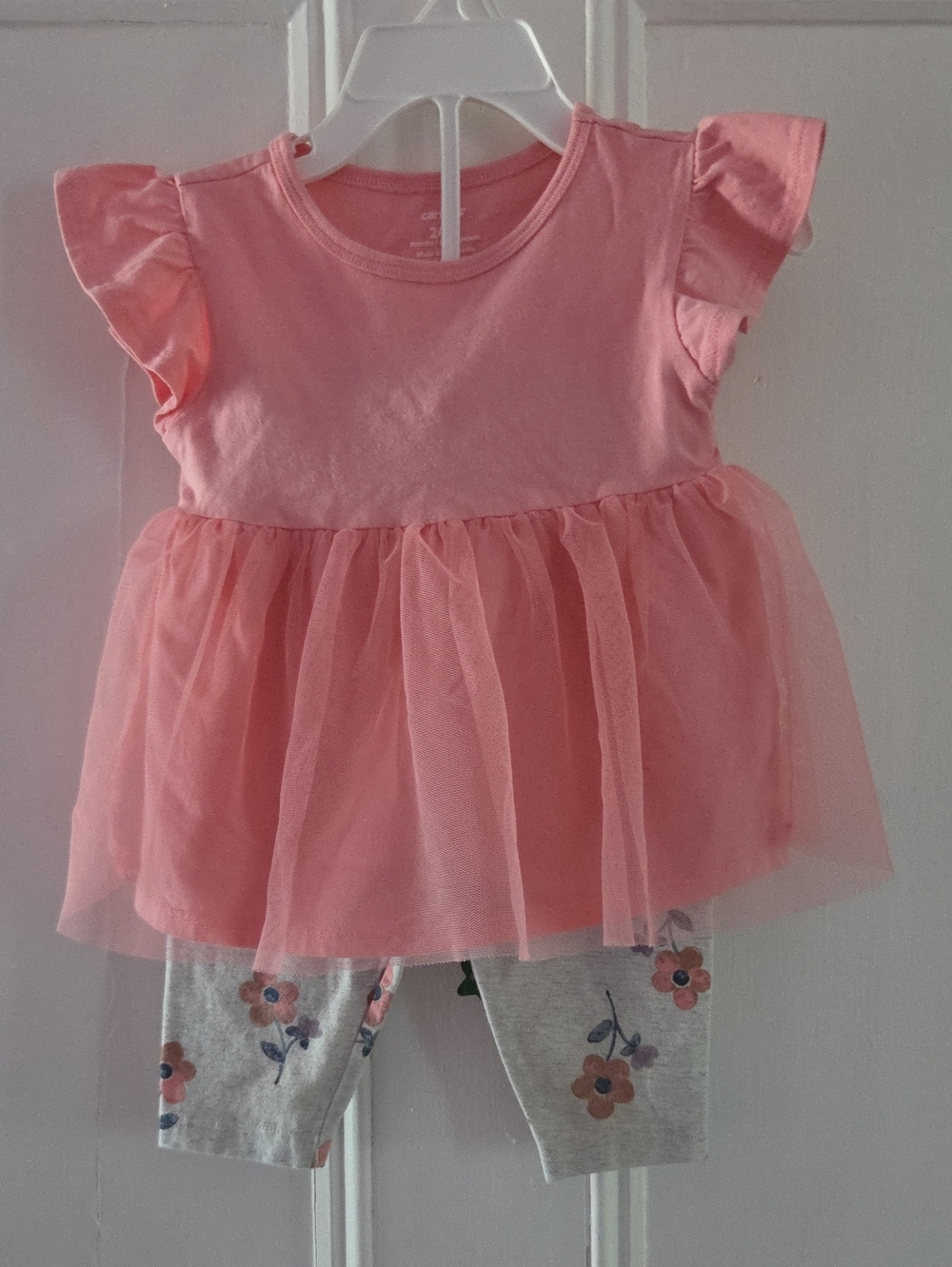 Carter's Pink Tulle Babydoll Shirt & Floral Leggings Set